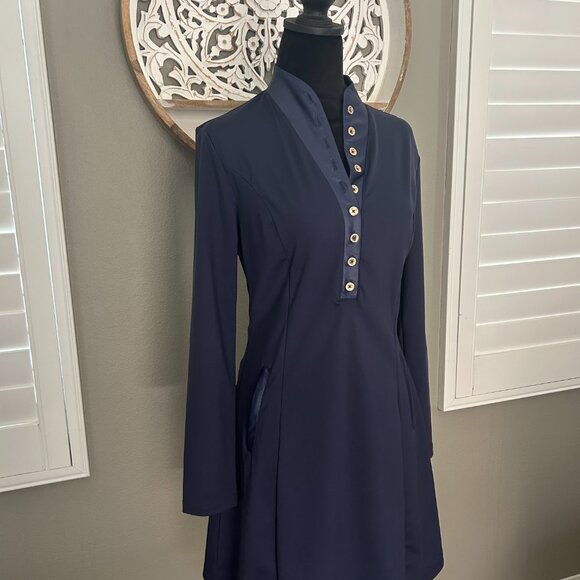 Calliope Dress Kiona Flare Womens Long Sleeve Button Down Navy Golf Pockets SZXL - Picture 5 of 8